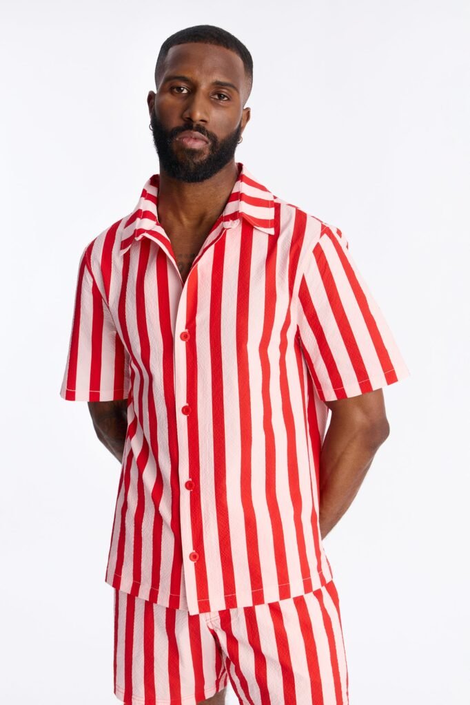 Striped Party Seersucker Button Up Shirt
