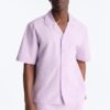Seersucker Short Sleeve Cuban Collar Shirt