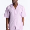 Seersucker Short Sleeve Cuban Collar Shirt