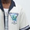 Cali Life Border Print Colorblock Button Up Shirt