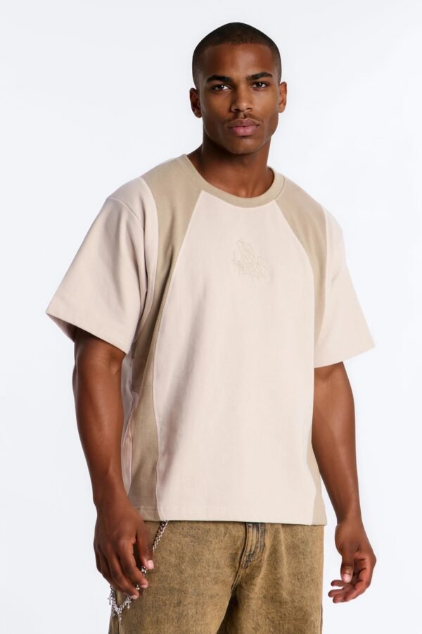 LA Embroidery Paneled Fleece Tee