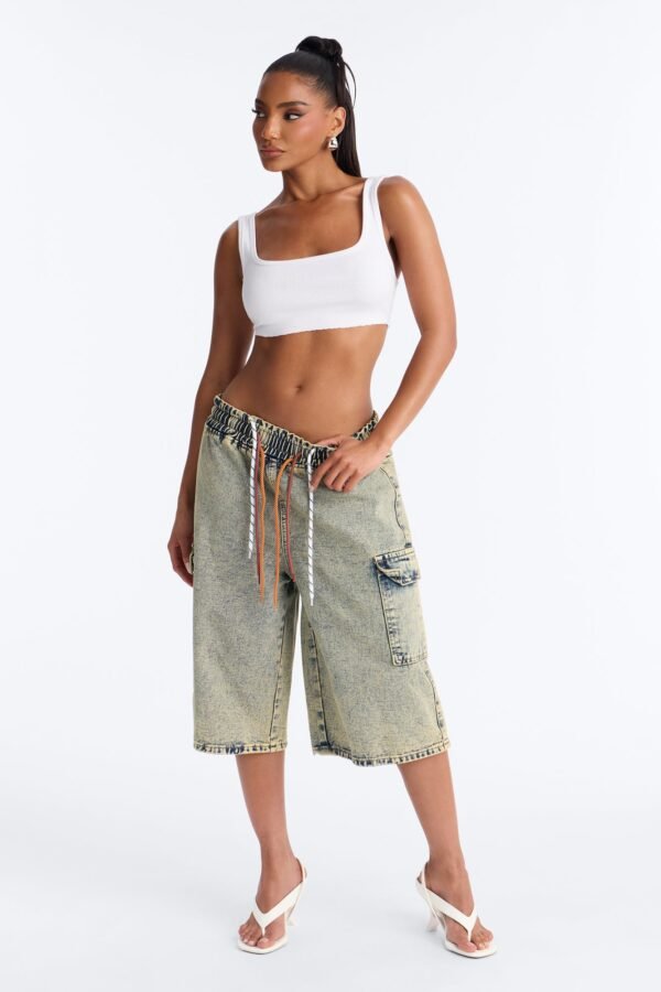 Side Hustles Cargo Denim Jorts