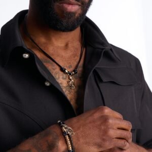 Island Faux Leather Cording Necklace And Bracelet Set