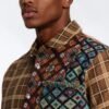Trippy Mixed Media Button Up Shirt