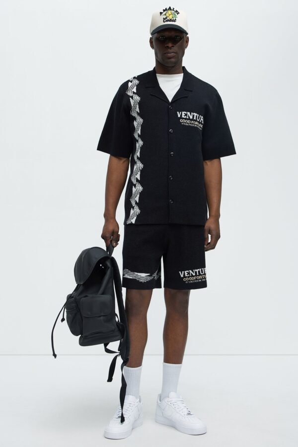 Dragon Palm Short Sleeve Knitted Shirt