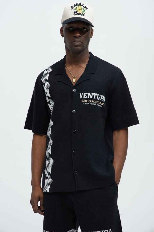 Dragon Palm Short Sleeve Knitted Shirt