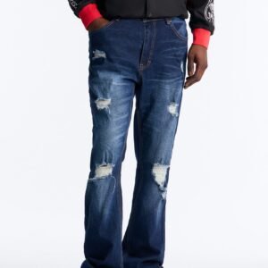 Essential Destroyed Stacked Slim Flare Stretch Jean