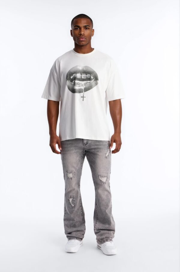 Speak On The Cross Rhinestone Oversized Short Sleeve Tee