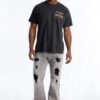 Stacked Skinny Slim Flare Acid Distressed Jeans