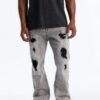 Stacked Skinny Slim Flare Acid Distressed Jeans
