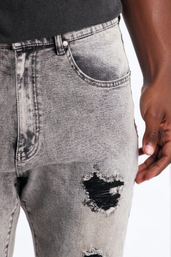 Stacked Skinny Slim Flare Acid Distressed Jeans