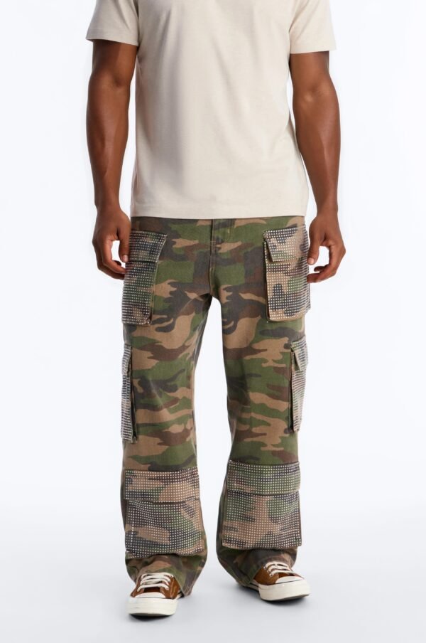 Baggy Rhinestone Combat Cargo Jean