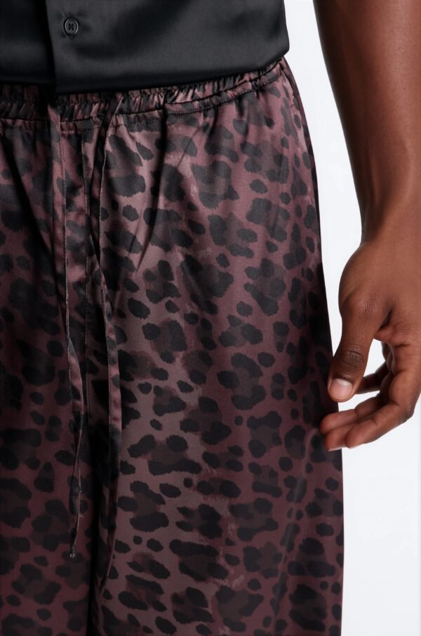 Wide Leg Urban Leopard Satin Pant