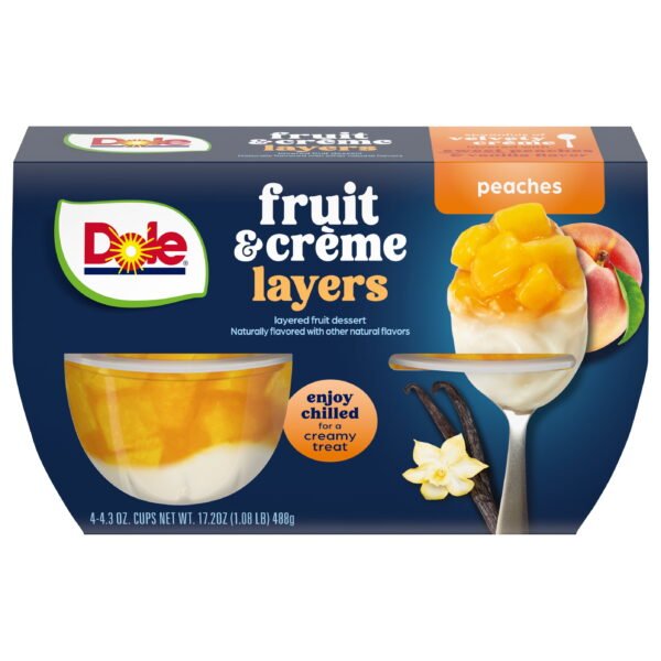 (3 pack) Dole Fruit Bowls Peaches & Creme Layers Snacks, 4.3oz 4 Total Cups