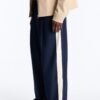 Satin Side Stripe Wide Leg Trouser