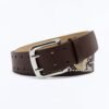 Faux Leather Contrast Cut Out Studded Buckle Belt