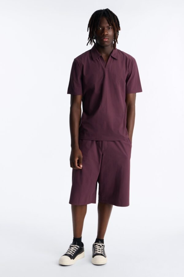 Terrance Textured Stripe Johnny Collar Polo