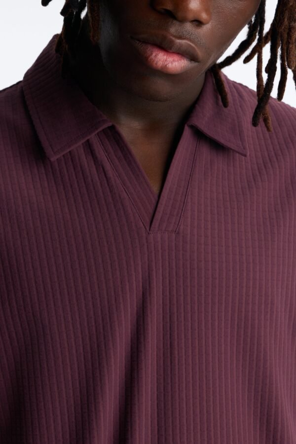 Terrance Textured Stripe Johnny Collar Polo