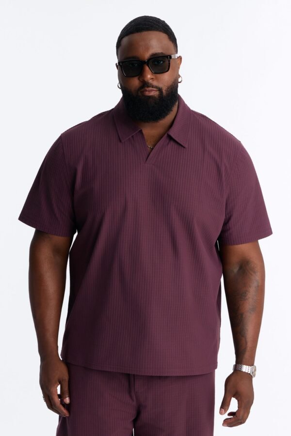 Terrance Textured Stripe Johnny Collar Polo