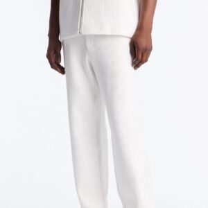 Textured Fleece Straight Leg Pant