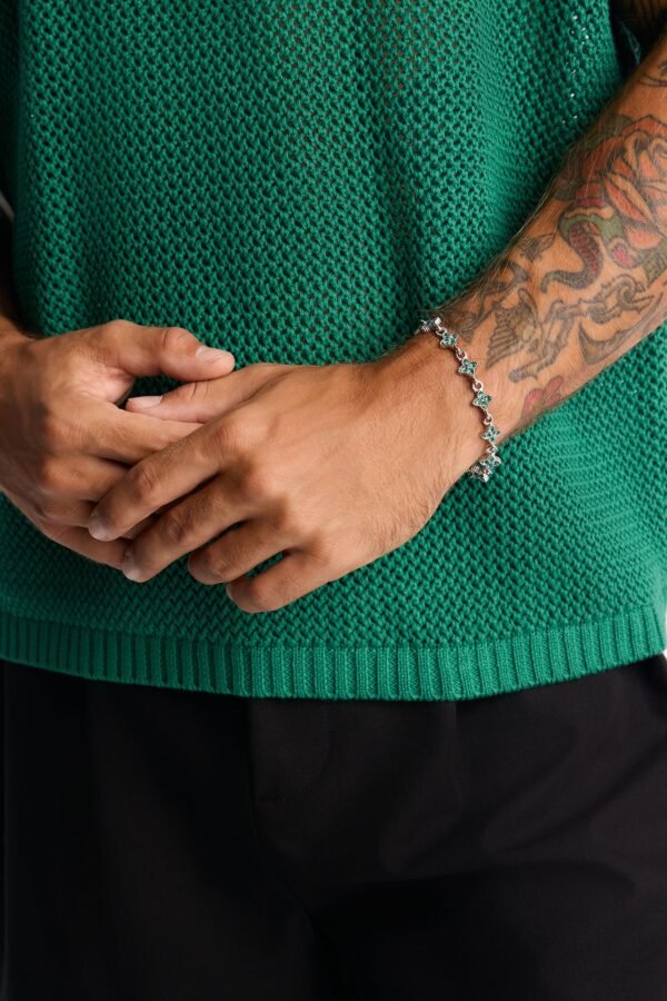 No Bad Luck Iced Clover Chain Bracelet