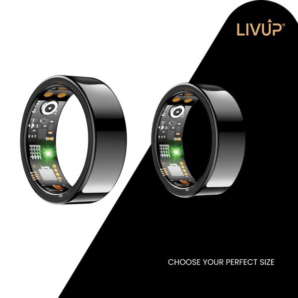 LIVEUP Smart Ring, Sleep & Heart Rate Tracking, Blood Oxygen Monitoring, Waterproof, Size 9, 1 Count