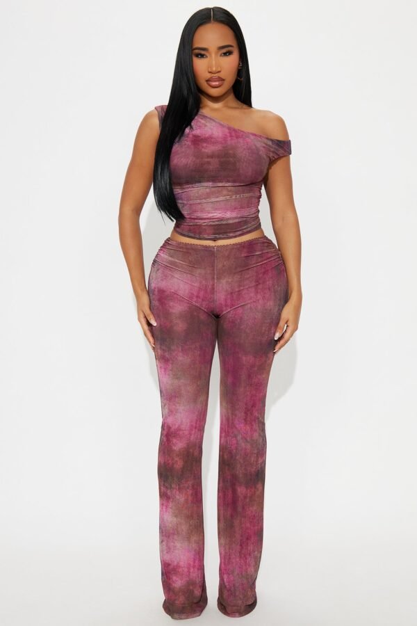 Tara One Shoulder Mesh Pant Set