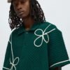 Boxy Soho Weave Applique Textured Button Up Shirt