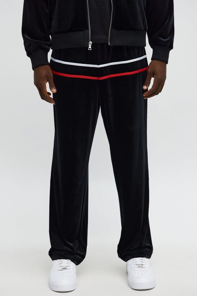 Velour Piped Courtside Straight Track Pant