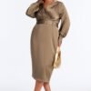 Braylynn Belted Satin Midi Dress
