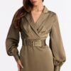 Braylynn Belted Satin Midi Dress