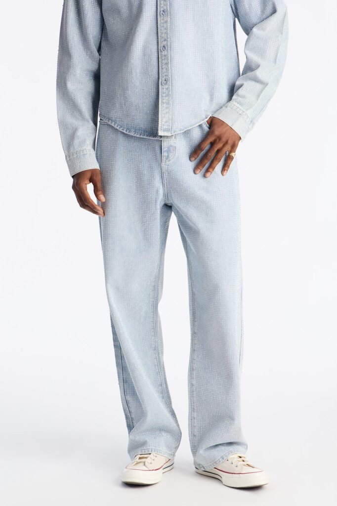 Baggy Jeweled Diamond Drift Jean