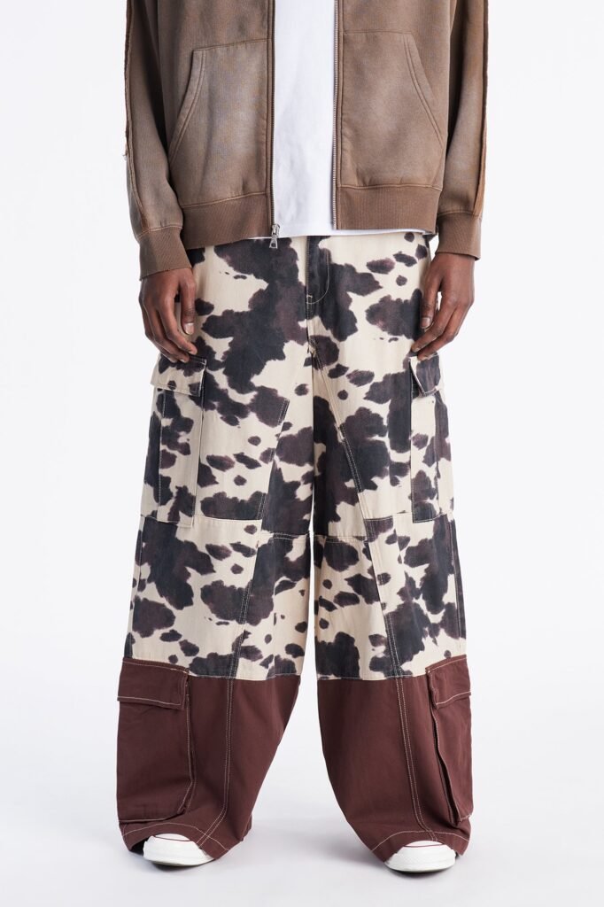 Wide Leg Mixed Worlds Cow Print Pant