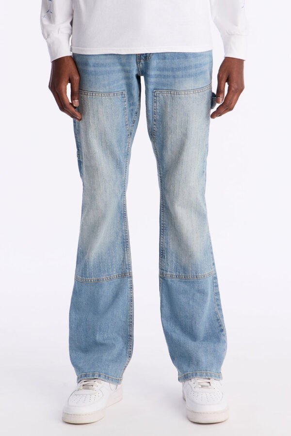 Stacked Skinny Flare Textured Carpenter Jean