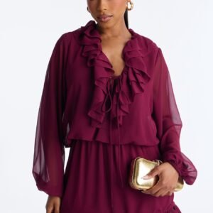 12-23-25_S2_14_25GWQ835B_Burgundy_AF_IM_11-45-08_11099_BH.jpg Summer Daze Ruffle Chiffon Mini Dress