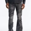 Stacked Slim Flare Fray Waves Jeans