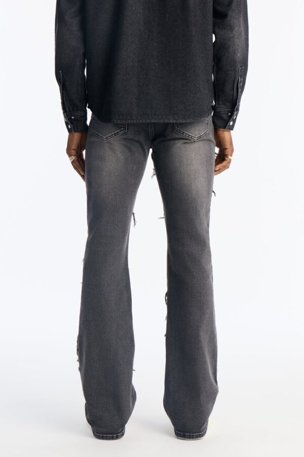 Stacked Slim Flare Fray Waves Jeans