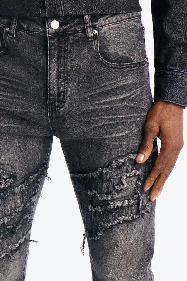Stacked Slim Flare Fray Waves Jeans