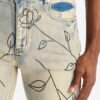 Stacked Skinny Flare Embroidered Falling Roses Jean