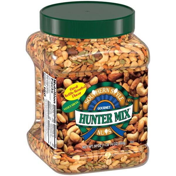 14c8cd1d-3f21-4af4-a201-c031191b4ed8_3.4210e4b6559007dc5f5d792e67e9b12c.jpeg Southern Style Nuts, Hunter Mix, Gourmet, 30 oz