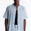 Slub Texture Cuban Collar Button Up Shirt