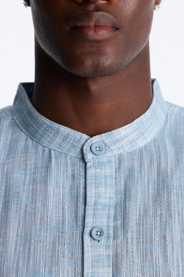 Slub Texture Cuban Collar Button Up Shirt