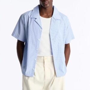 Nocturnal Stripe Cuban Collar Button Up Shirt