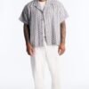 Coral Fringe Cuban Collar Button Up Shirt