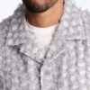 Coral Fringe Cuban Collar Button Up Shirt