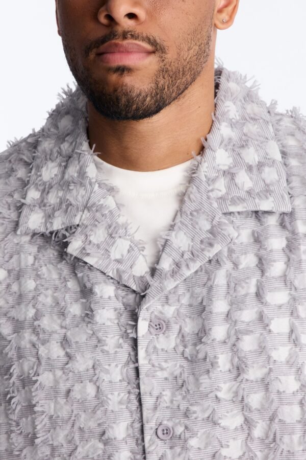 Coral Fringe Cuban Collar Button Up Shirt