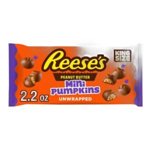 Reese's Unwrapped Chocolate Peanut Butter Creme King Size Mini Pumpkins, Candy Bag, 2.2 oz