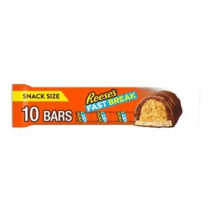 2635-white Reese's Fast Break Milk Chocolate Nougat Chocolate Candy Bars, Snack Size, .67 oz (10 Count)