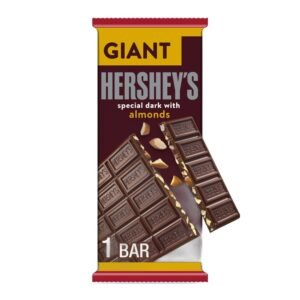 2681-white Hershey's Special Dark Chocolate with Almonds Giant Candy, Bar 7.37 oz, 25 Pieces