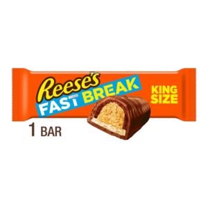 2689-white Reese's Fast Break Chocolate, Peanut Butter and Nougat King Size Candy, Bar 3.5 oz